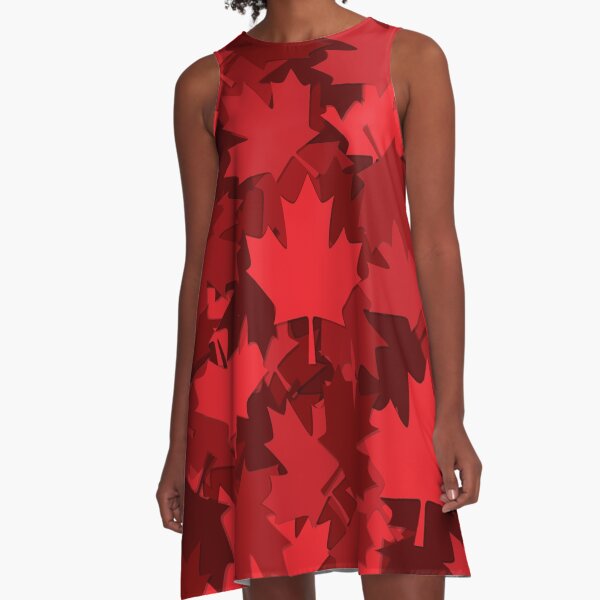Patriotic Canada Maple Leaf A-Line Dress