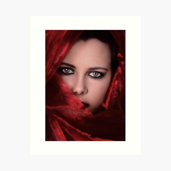 Beautiful woman face wrapped in head scarf Art Print