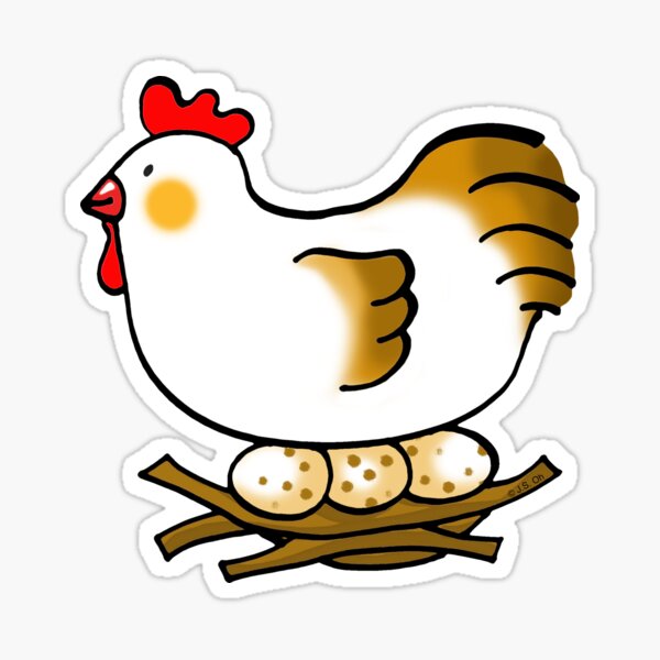 Farm chicken hen and 3 eggs Sticker
