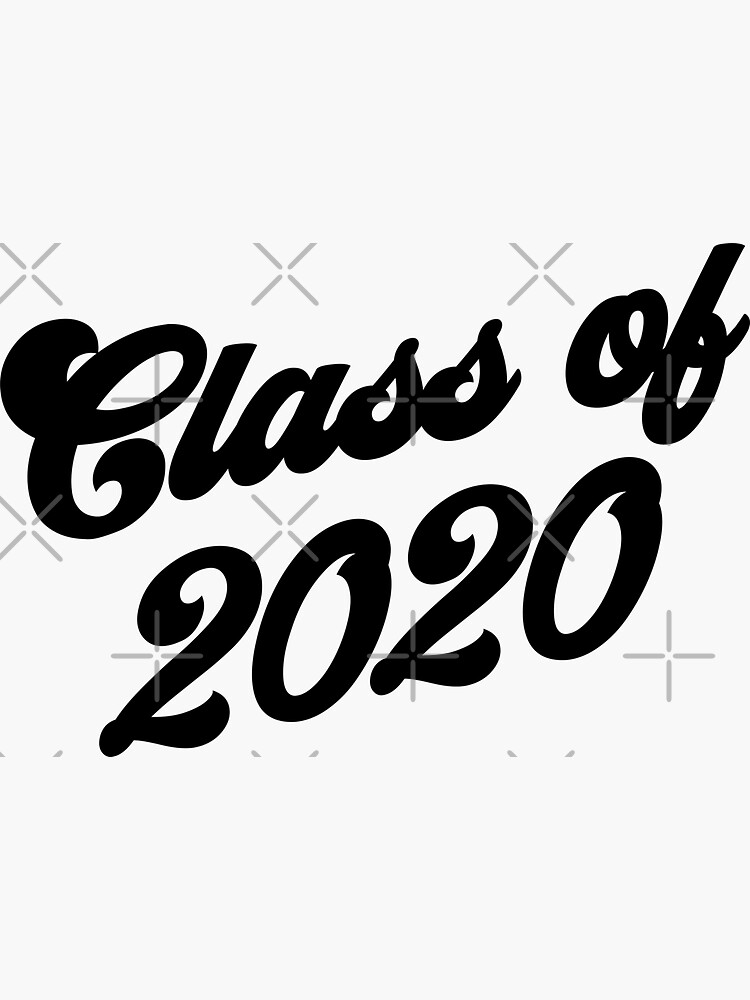 Class of 2020 Cursive Letters with flowers' Sticker