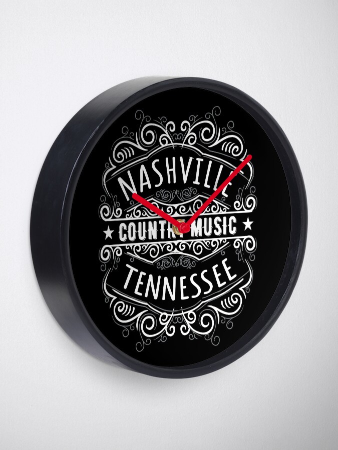 "Nashville Country Music Retro Tennessee Vintage Rockabilly Style" Clock by MemphisCenter