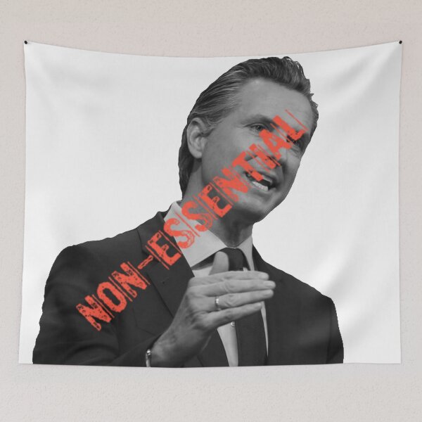 Item preview, California Governor Gavin Newsom Non-Essential Black And White Red Font Non Essential 383Styles designed and sold by crownvictoria.