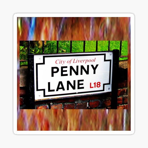Penny lane Liverpool England sign, famous place and music song title Sticker