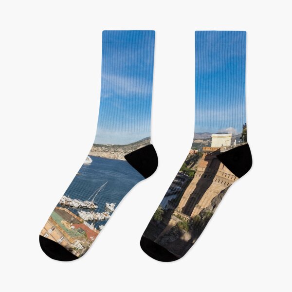 Item preview, Postcard from Sorrento, Italy - the Harbor, the Boats, and the Famous Clifftop Hotels designed and sold by Georgia Mizuleva.