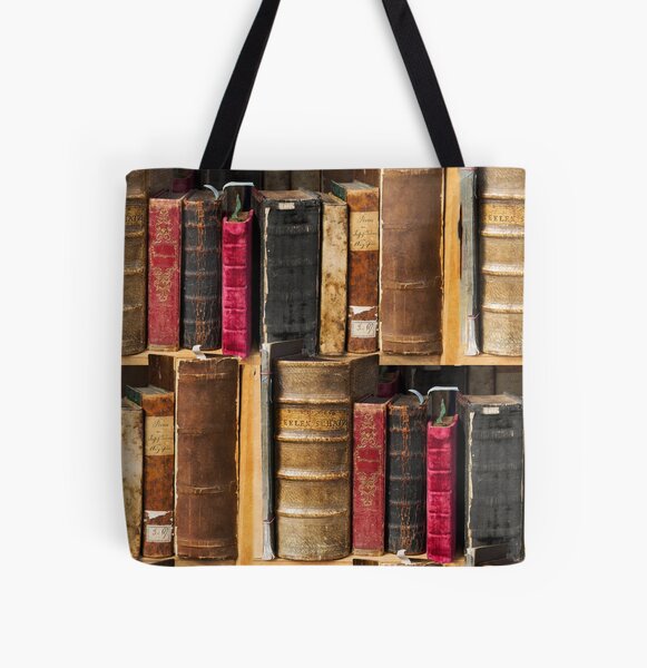 Bookworm Vintage books in bookshelf All Over Print Tote Bag