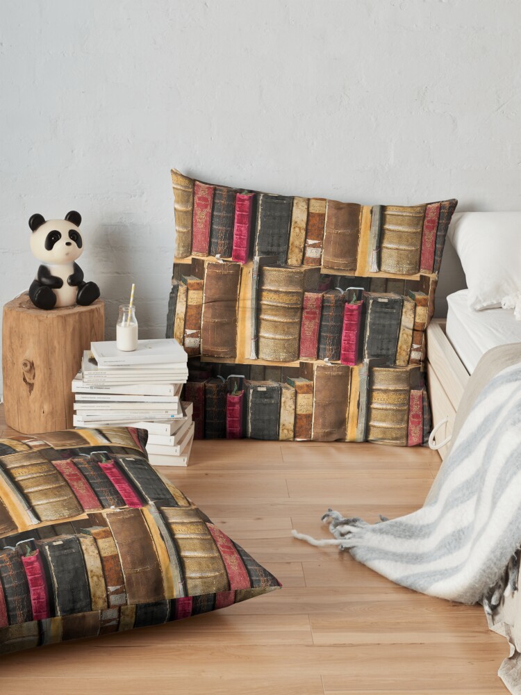 Alternate view of Bookworm Vintage books in bookshelf Floor Pillow