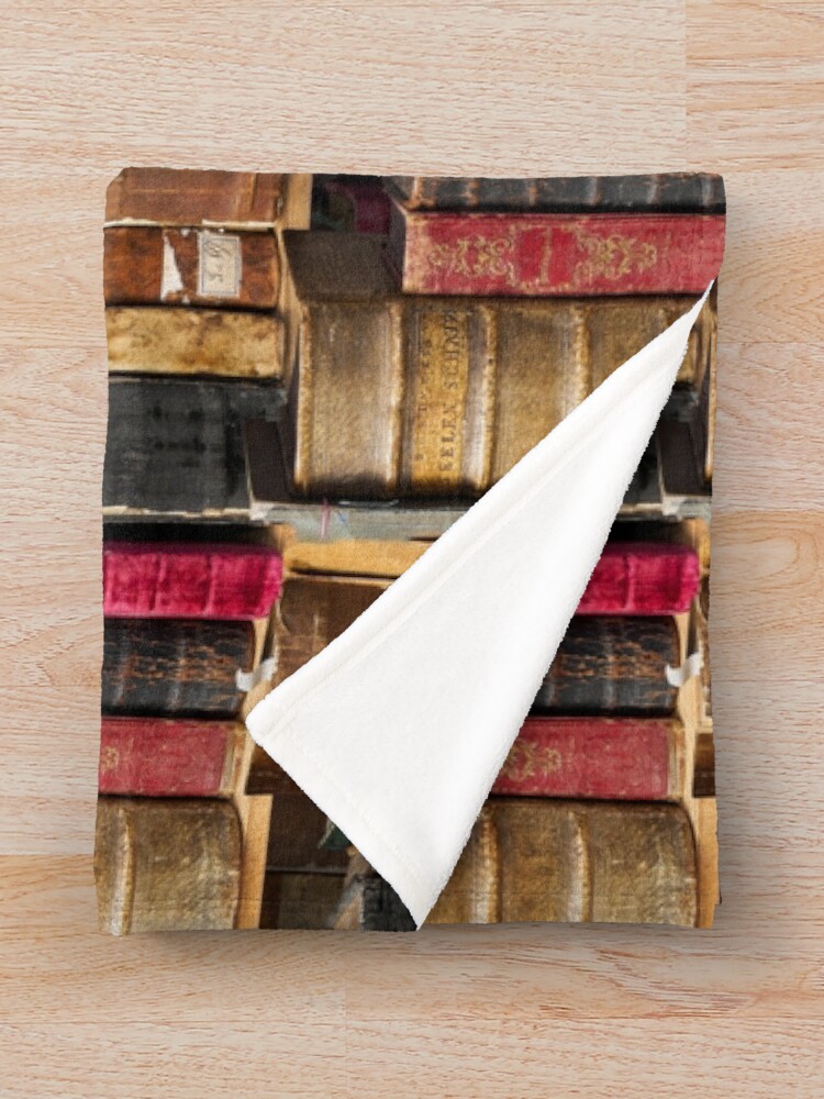 Alternate view of Bookworm Vintage books in bookshelf Throw Blanket