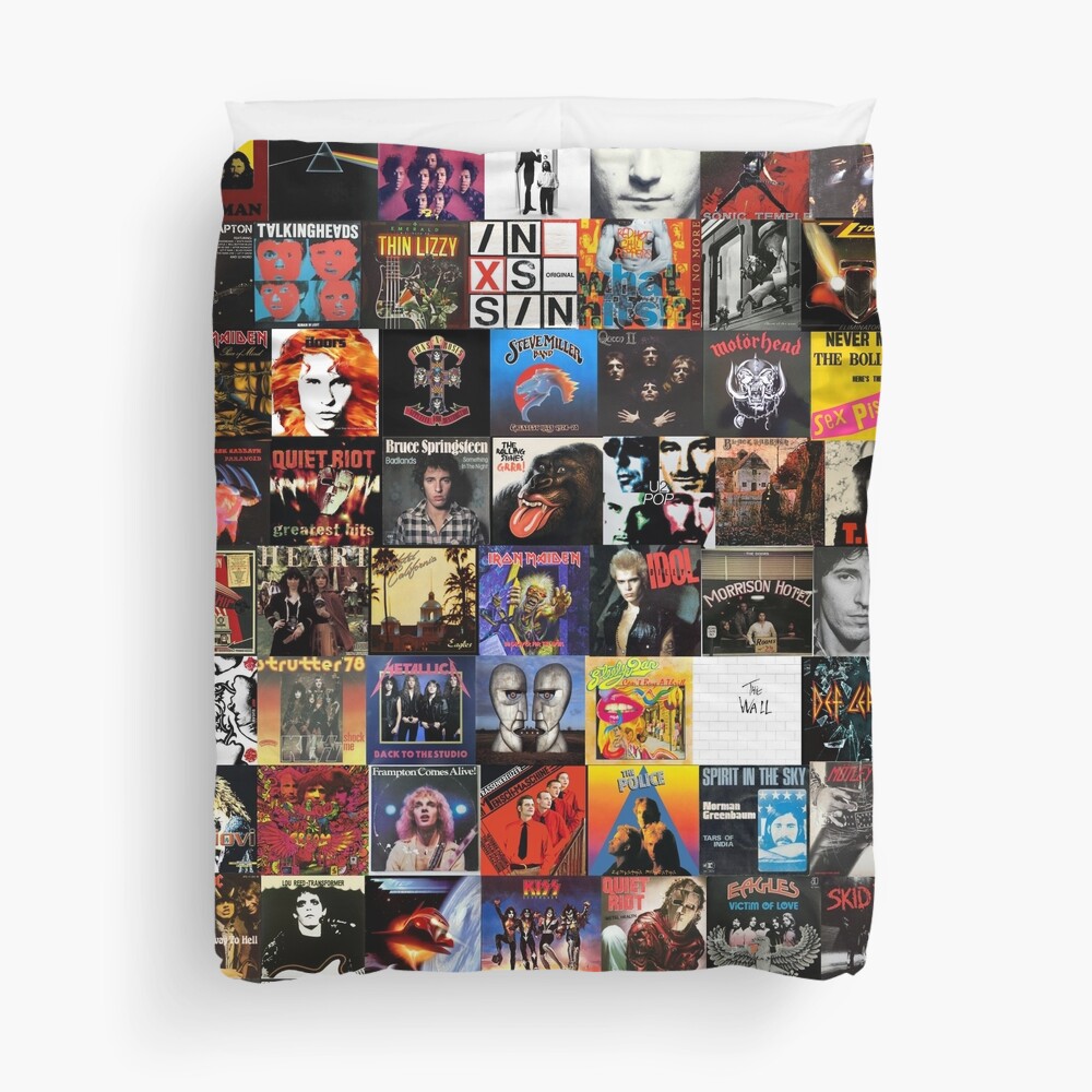 Rock Vinyl Collage Duvet Cover
