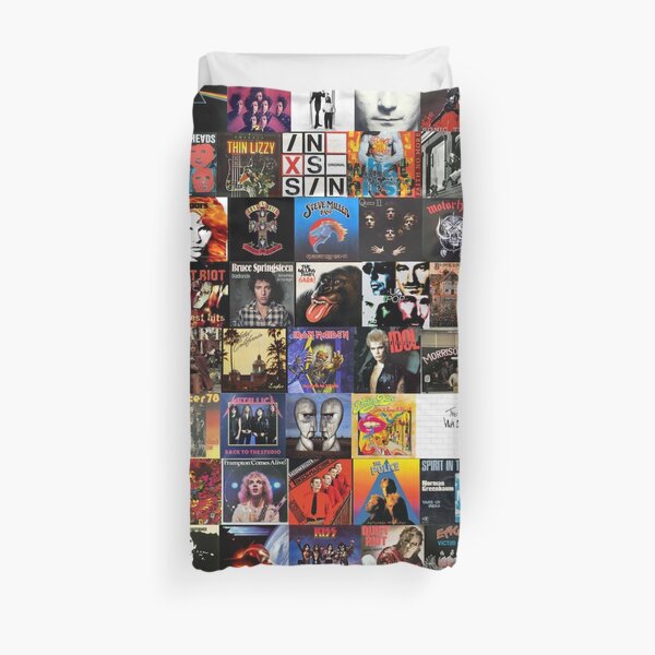 Rock Vinyl Collage Duvet Cover