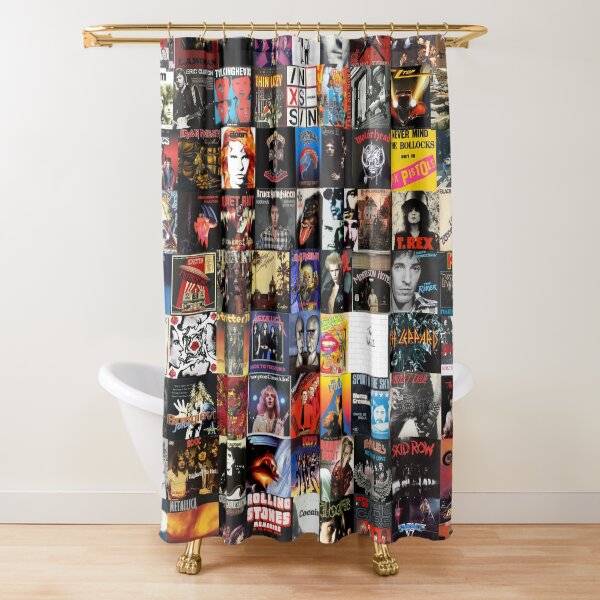Rock Vinyl Collage Shower Curtain
