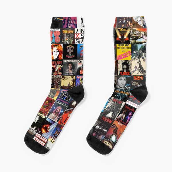 Rock Vinyl Collage Socks