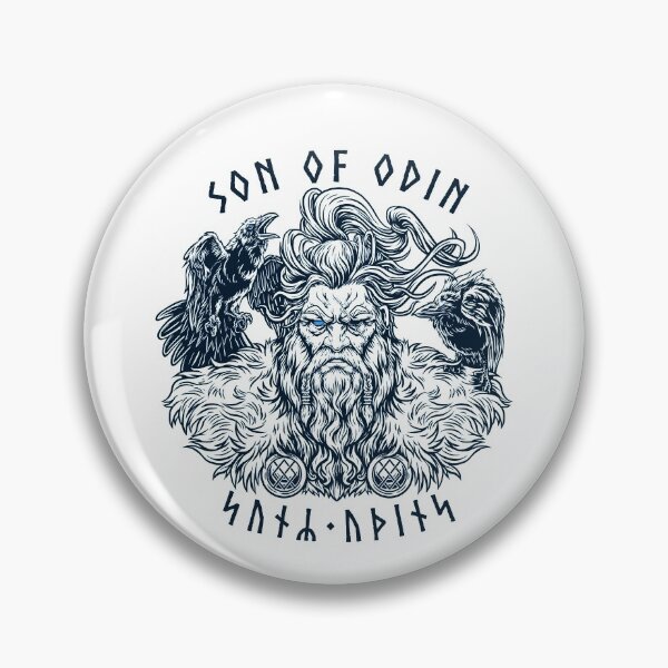 Item preview, Son of Odin Norse Futhark Runes Mythology Viking Allfather Odin Huginn Muninn Valknut designed and sold by BluePagan.