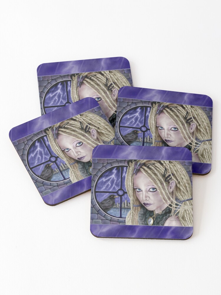 Thumbnail 1 of 5, Coasters (Set of 4), Stormbringer - Colour Version. Original art by Dean Sidwell designed and sold by DeanSidwellArt.