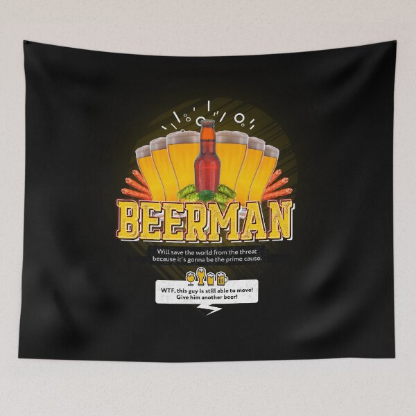 Item preview, Drinking superhero Beerman | alcohol party | oktoberfest | beer lover designed and sold by Svinil.