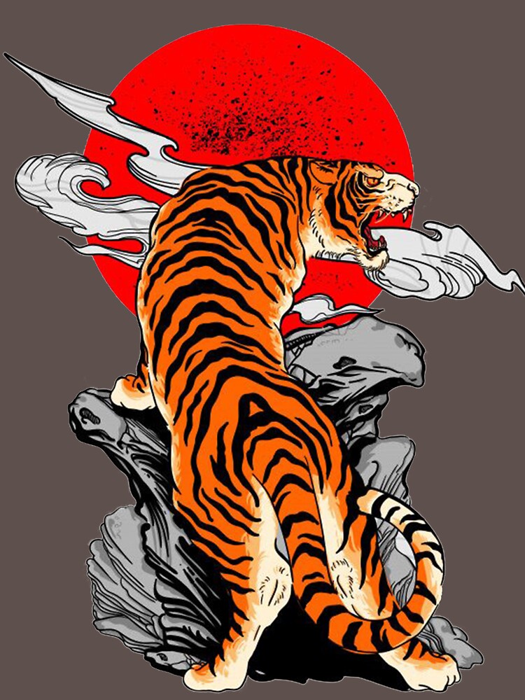 Japanese Tiger T Shirt Streetwear 100% Cotton Graphic Design EU