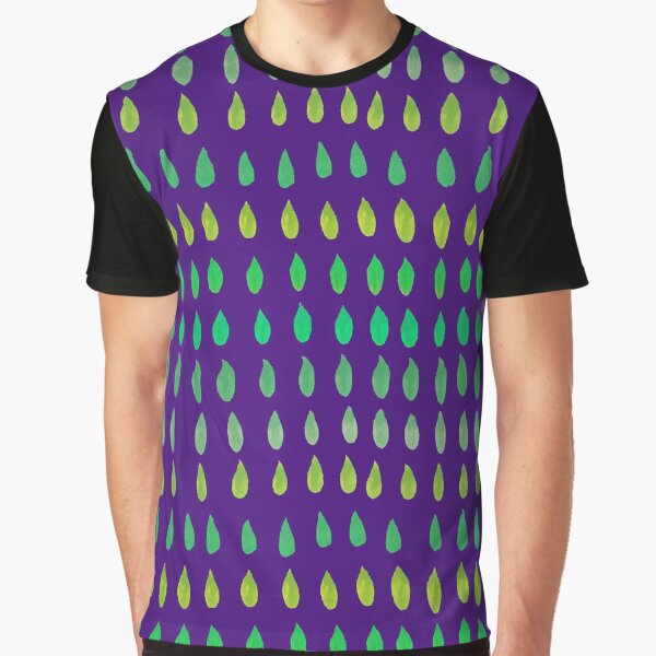 Gotas verde sobre morado Camiseta gráfica