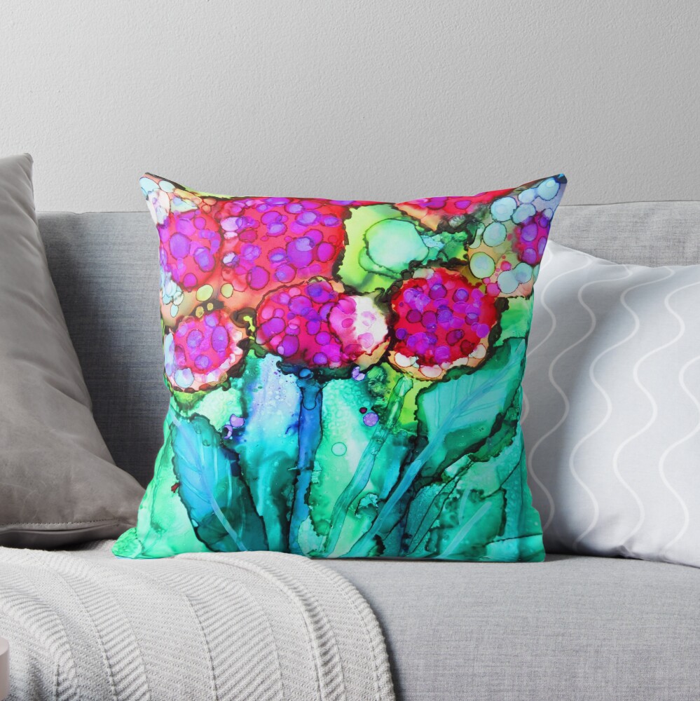 Purple Flowers Throw Pillow