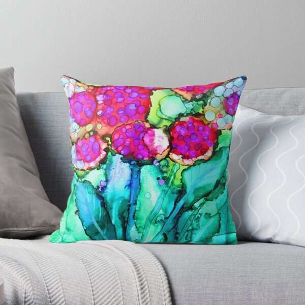 Purple Flowers Throw Pillow
