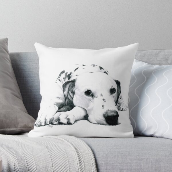 Clever and Cute Pet Dog Dalmatian Pattern Throw Pillow Cover Car Seat  Cushion Sofa Pillow Room Living Bedroom Cushion Cover (45 Cm * 45 Cm)