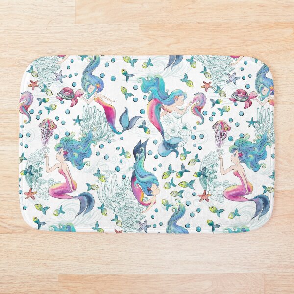 Modern Mermaid Toile Bath Mat