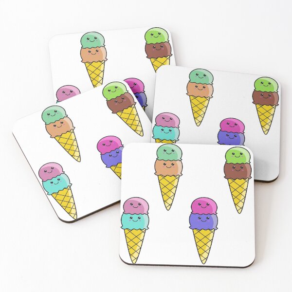 Item preview, Cute Kawaii 2 scoop Ice Cream Cone Sticker Pack 4 designed and sold by Kawaiindoodle.