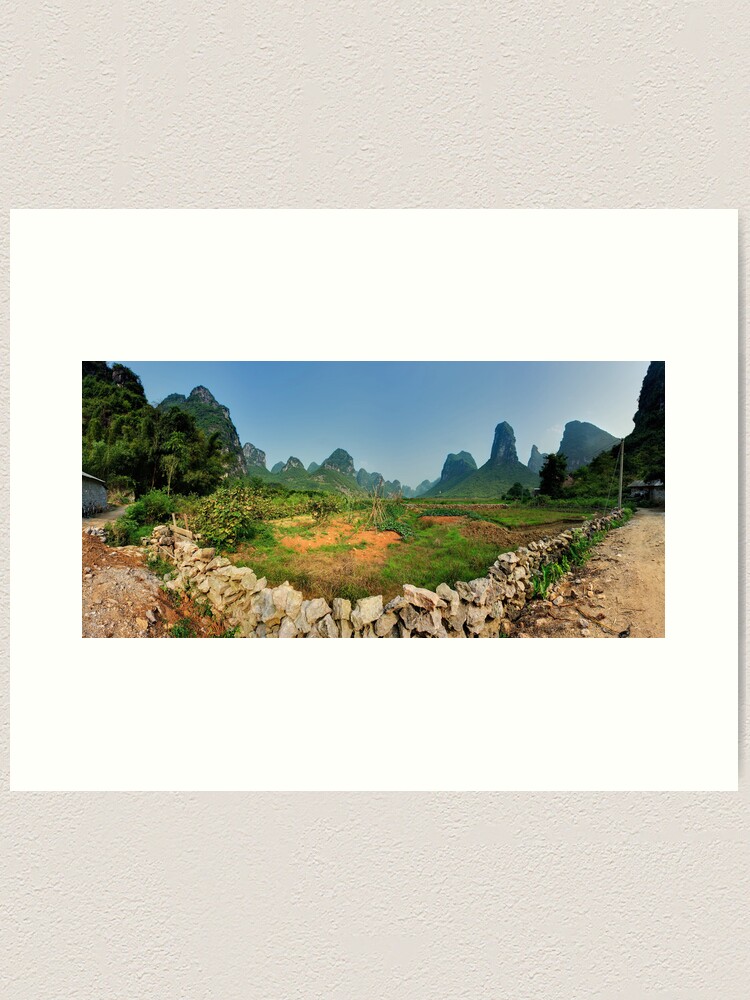 Thumbnail 1 of 3, Art Print, Peaceful valley near Yangshuo designed and sold by sjbowen.