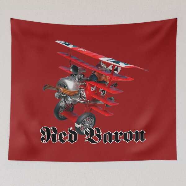 Item preview, Crazy funny Revell plastic kit: Manfred von Richthofen, The Red Baron and his Fokker Dr.1 on red background. designed and sold by PrintPit.