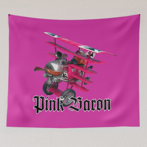 Item preview, Crazy funny Revell plastic kit: Manfred von Richthofen, The Pink Red Baron and his Fokker Dr.1 on pink background. designed and sold by PrintPit.