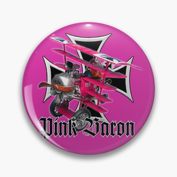 Item preview, Crazy funny Revell plastic kit: Manfred von Richthofen, The Pink Red Baron and his Fokker Dr.1 on pink background and maltese cross. designed and sold by PrintPit.