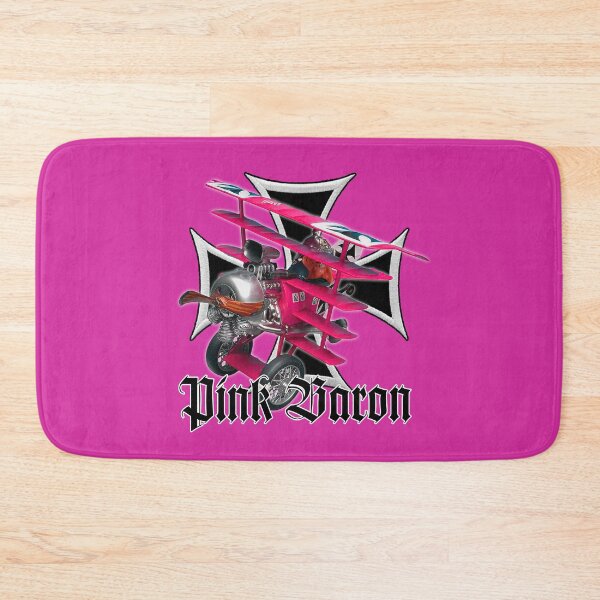 Item preview, Crazy funny Revell plastic kit: Manfred von Richthofen, The Pink Red Baron and his Fokker Dr.1 on pink background and maltese cross. designed and sold by PrintPit.