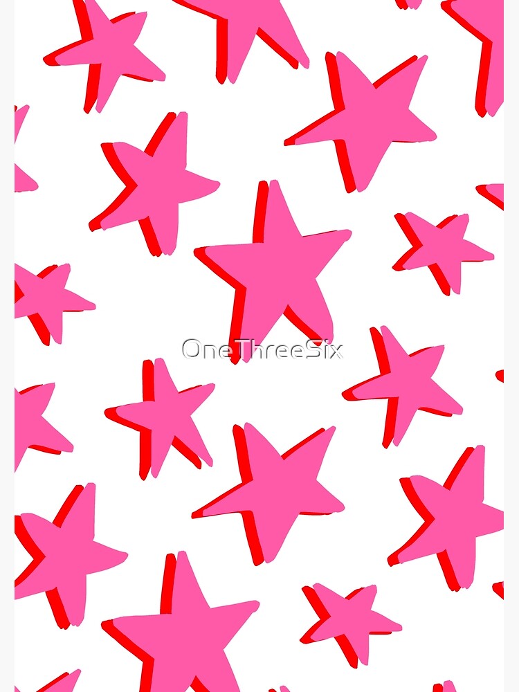 Pink And Red Scattered Star Celestial Pattern Poster By Onethreesix