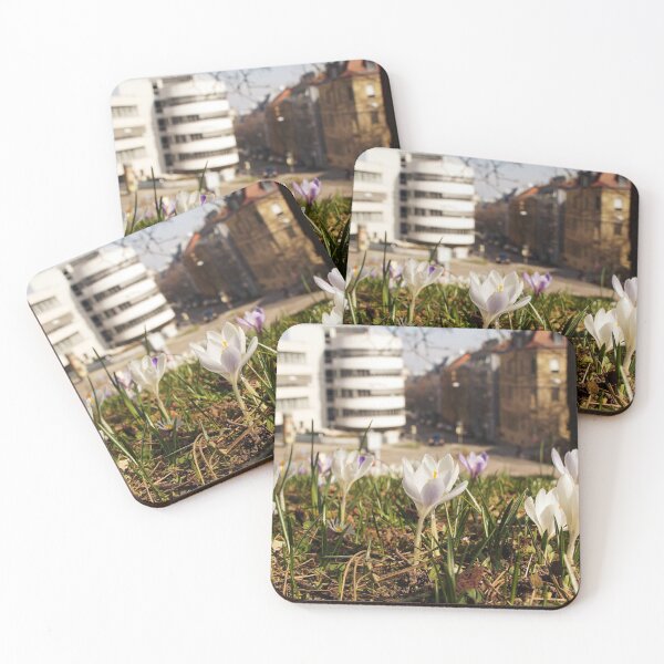 Item preview, A white crocus meadow overlooking a white house designed and sold by Yven-Dienst.
