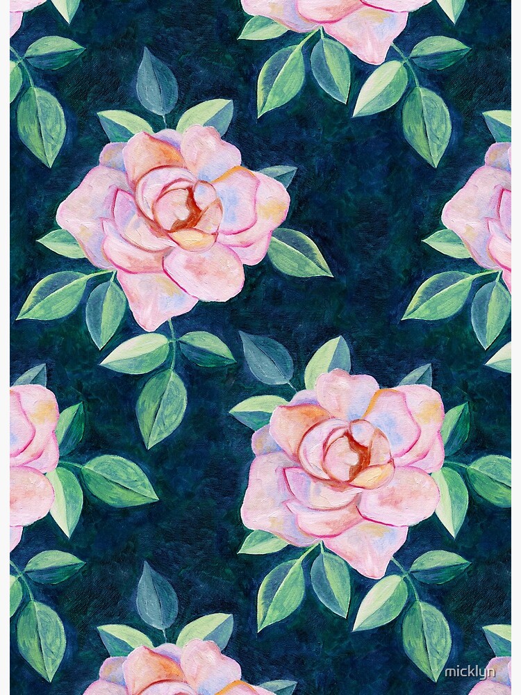 Simple Pink Rose Oil Painting Pattern Art Board Print By Micklyn Redbubble
