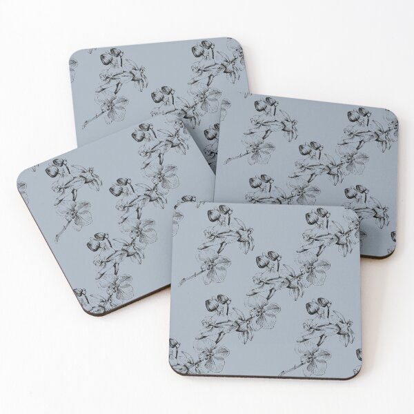 Item preview, Black Orchid Outline Drawing on Grey Background. designed and sold by cgroenewald.