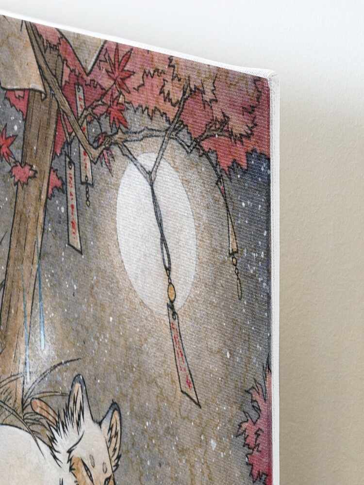Alternate view of Fox & Wisps - Kitsune Yokai Foxfire Mounted Print