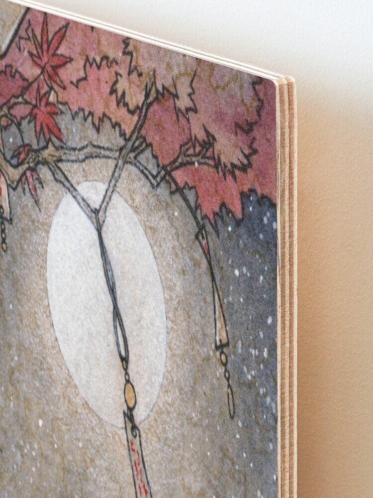 Alternate view of Fox & Wisps - TeaKitsune Fox Yokai Mounted Print