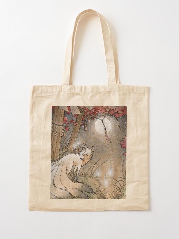 Alternate view of Fox & Wisps - TeaKitsune Fox Yokai Tote Bag