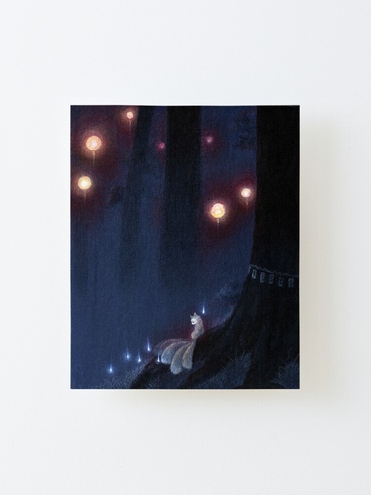 Alternate view of Forest Ghost - Kitsune Fox Yokai Mounted Print