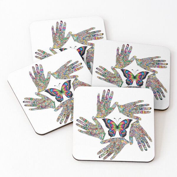 Item preview, Rainbow Butterfly Colorful Hands designed and sold by TigsArts.