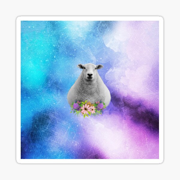Distressed Watercolour Floral Sheep Sticker