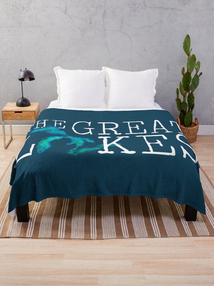 Thumbnail 1 of 6, Throw Blanket, The Great Lakes Watercolor Lakes designed and sold by GreatLakesLocal.