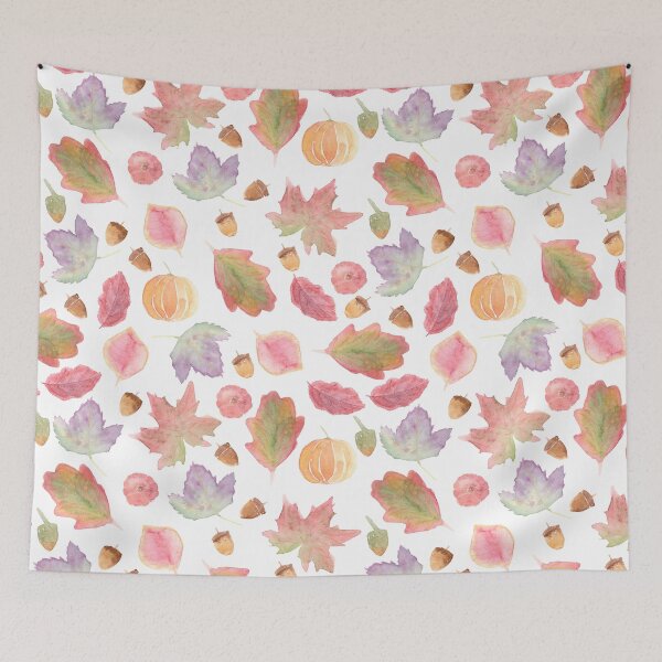 Item preview, Watercolor Fall leaves, pumpkins and acorns | Pattern designed and sold by Harpley Design Studio.