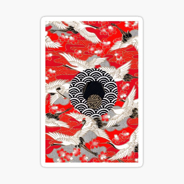 Collage 152 | Japanese washi yuzen chiyogami origami paper collage Sticker