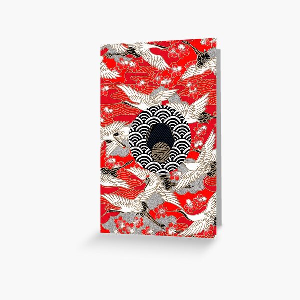 Collage 152 | Japanese washi yuzen chiyogami origami paper collage Greeting Card