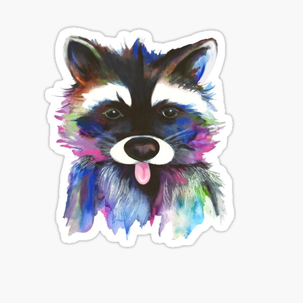 Blaaaah.Raton laveur mignon et rigolo en aquarelle Sticker