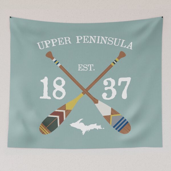 Item preview, Paddle The Upper Peninsula, U.P. Lake Life Painted Oars designed and sold by GreatLakesLocal.