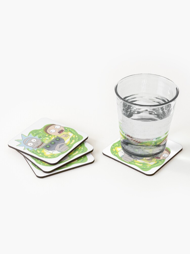 Alternate view of Rick and Morty with Portal Gun Coasters (Set of 4)