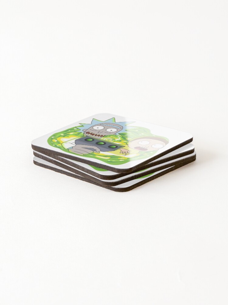 Alternate view of Rick and Morty with Portal Gun Coasters (Set of 4)
