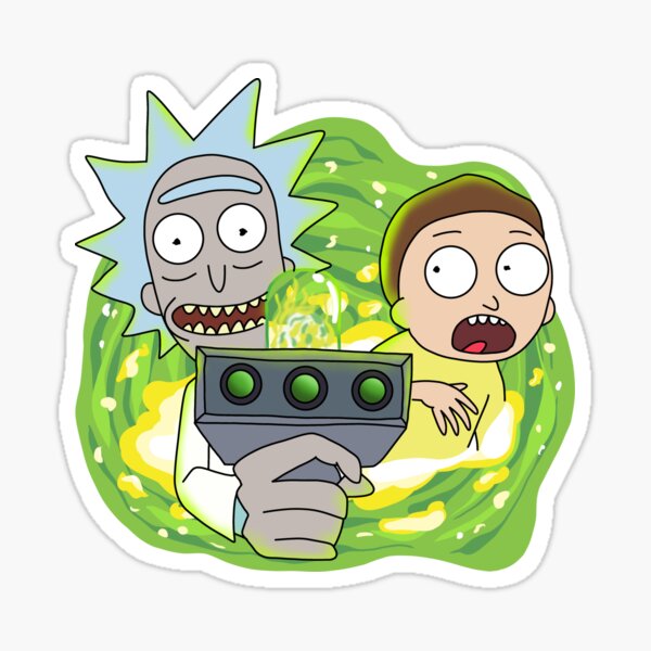 Rick and Morty with Portal Gun Sticker
