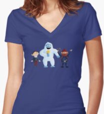 Yukon Bumble and Hermey Women's Fitted V-Neck T-Shirt